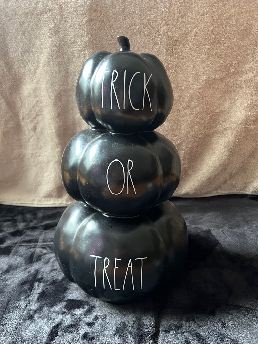 Rae Dunn Black Stacked 'Trick Or Treat' Pumpkin Accent